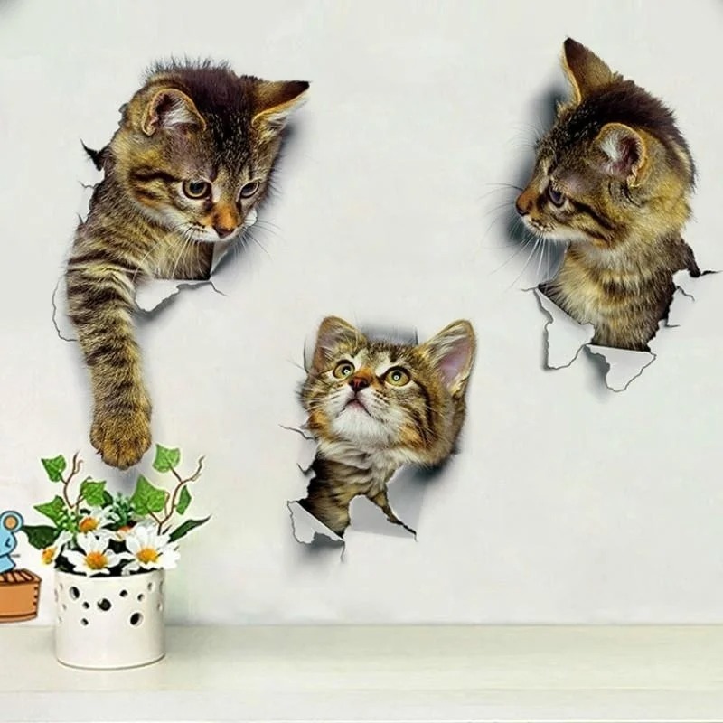 3pcs 3D Cute Cat Self-adhesive – обзор и цена Pvc Panel Background